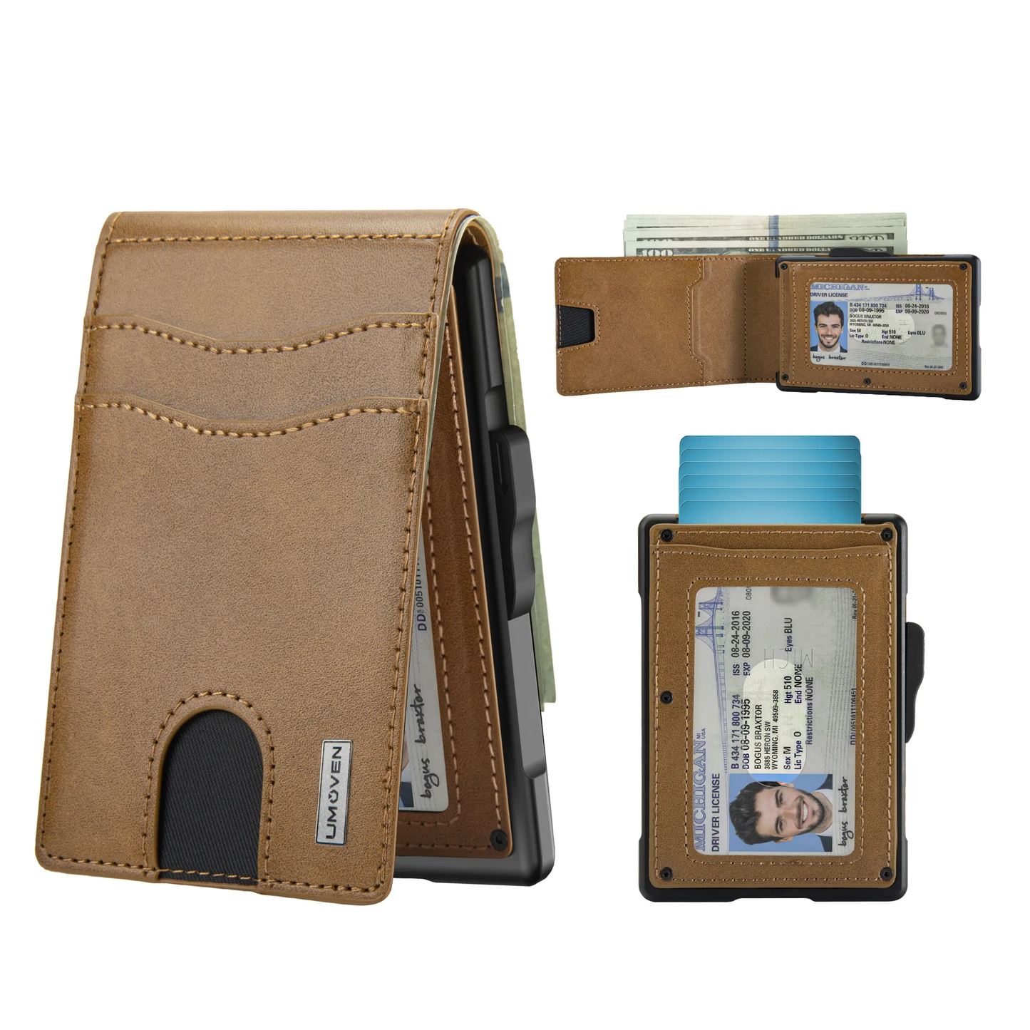 umoven Wallet for Men - Slim RFID Blocking Leather Wallet